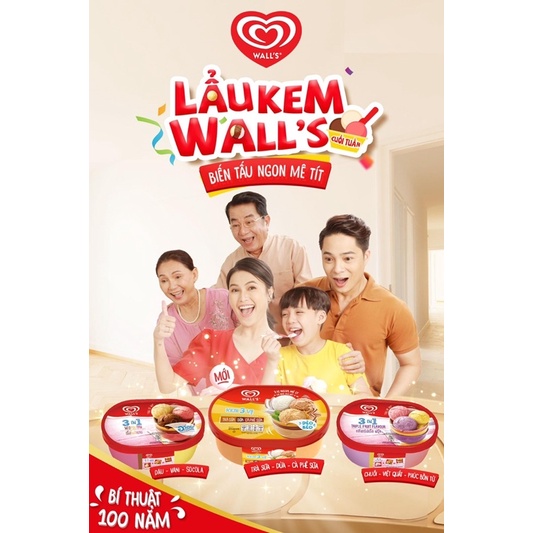 Kem Wall's 3 trong 1 Triple Fruits 470g - tặng bộ bài Lầy đơn từ 150k