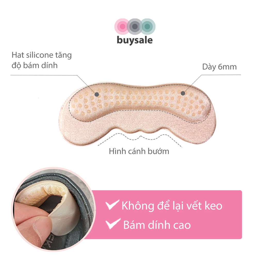 Lót giày đệm êm gót chân, có gắn hạt silicone giúp tăng độ bám, massage chân, chống trầy gót - buysale - BSPK223