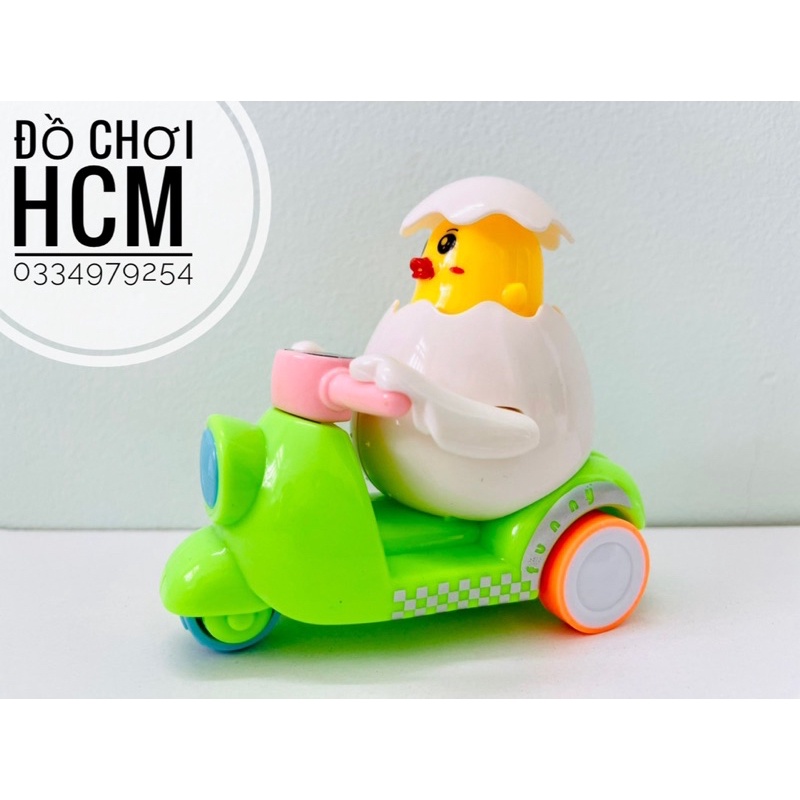 [NHẤN LÀ CHẠY RẤT HOT] Đồ chơi trứng gà chạy xe vespa cót nhấn rất dễ thương dành cho bé thích khám phá mô hình xe