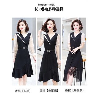 đầm cổ vest tay dài
