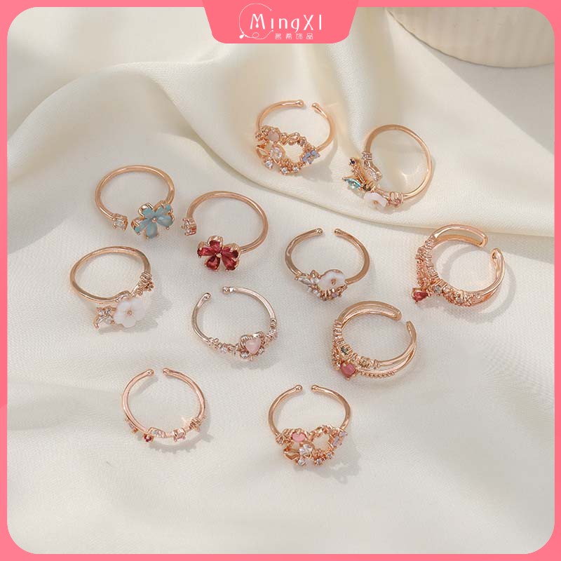 Nhẫn hình trái tim đính đá zircon thời trang Hàn Quốc cho nữ