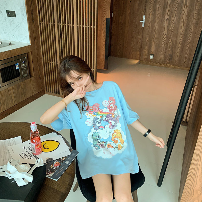 Summer new 2021 Korean loose short sleeve T-shirt for girls