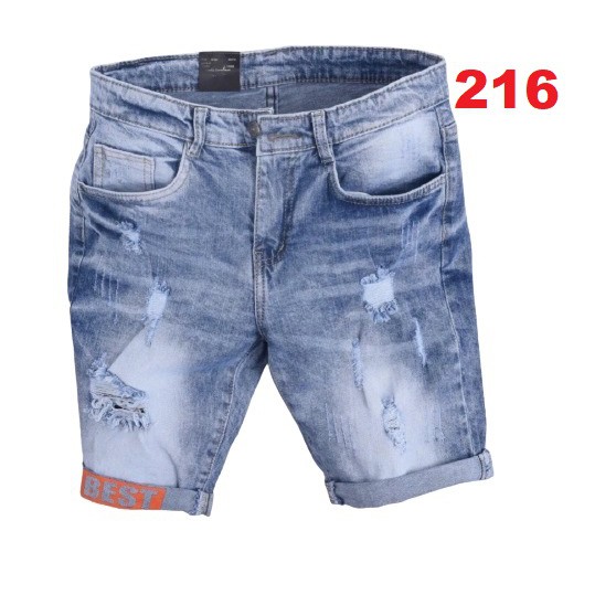 Quần short jean nam màu xanh xước chất bò - quần short bò nam co giãn thời trang cao cấp Tp_shop_87 ms216