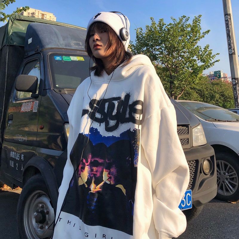 Áo Hoodie Dáng Rộng Phong Cách Đường Phố Mỹ Đường Phố