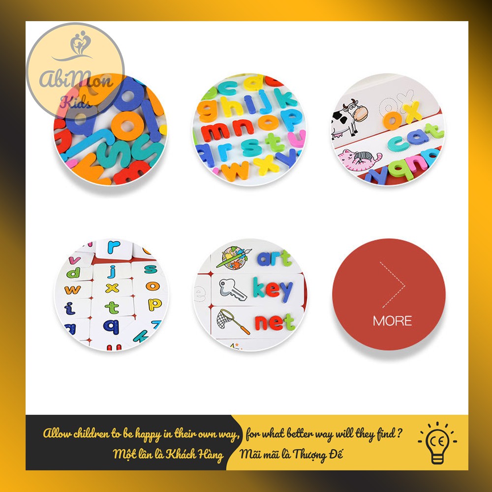 Spelling Game - Bộ Ghép Chữ Tiếng Anh Cho Bé ☘️ Montessori cao cấp ✨ (Đồ chơi Gỗ - Giáo Dục - An toàn - Thông minh)