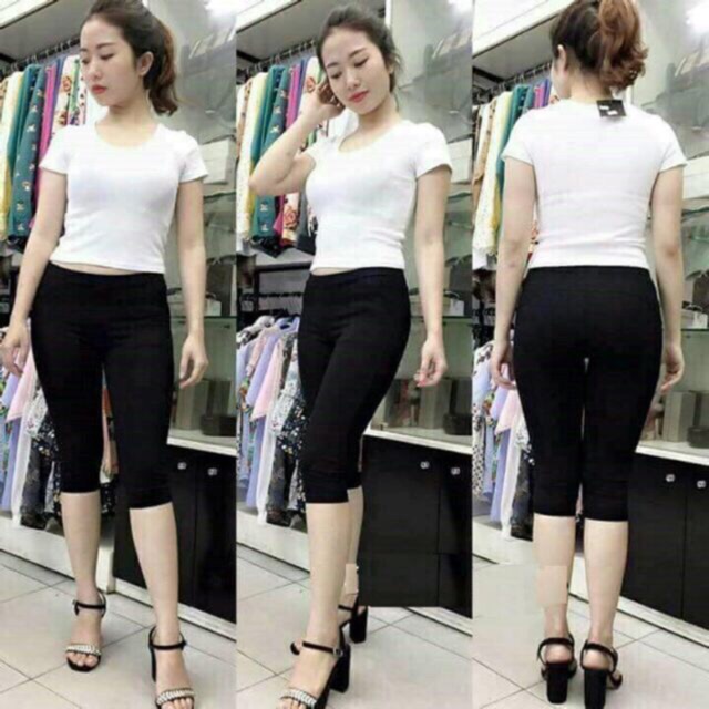 Quần ngố lửng nâng mông / Quần legging dài qua gối siêu co giãn | BigBuy360 - bigbuy360.vn