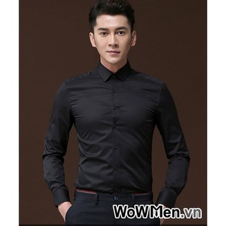 (CHỈ 3 NGÀY)Sơ mi nam cổ tàu Màu ĐEN.SƠ MI CỔ TÀU loại đẹp dáng ôm body hàn quốc,không nhăn