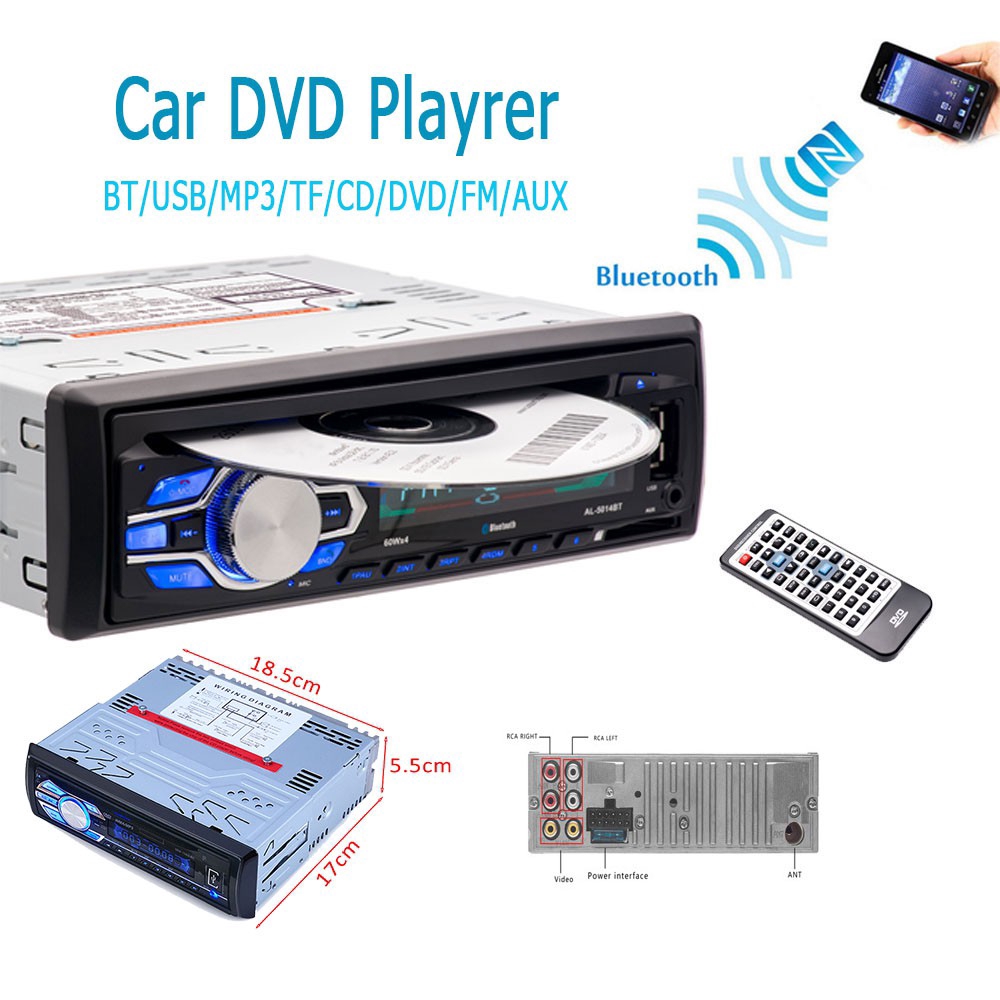 Đầu phát âm thanh trên xe hơi Bluetooth Radio stereo DVD CD / USB / SD / AUX-IN / FM