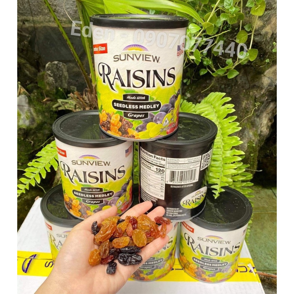 Nho khô Sunview Raisins date 2024 hộp 425gr - EDS Hàng Mỹ
