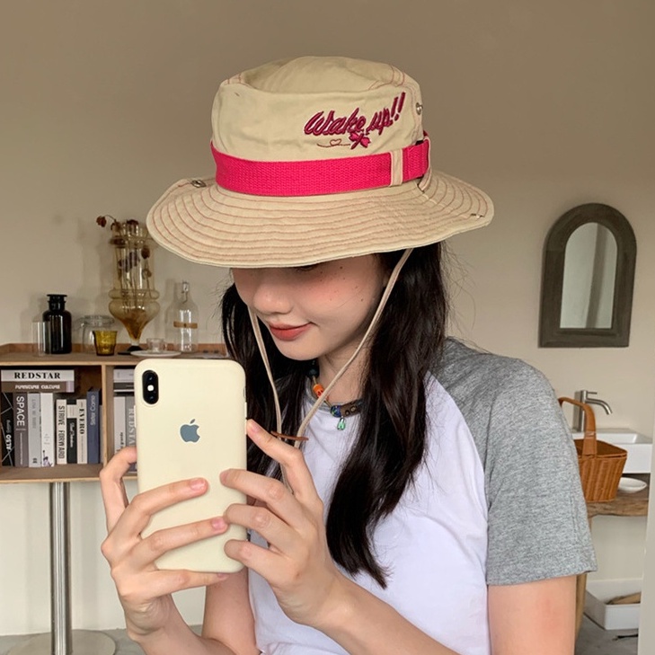 Nón Bucket Thêu Hình Chuồn Chuồn Thời Trang Cho Nữ