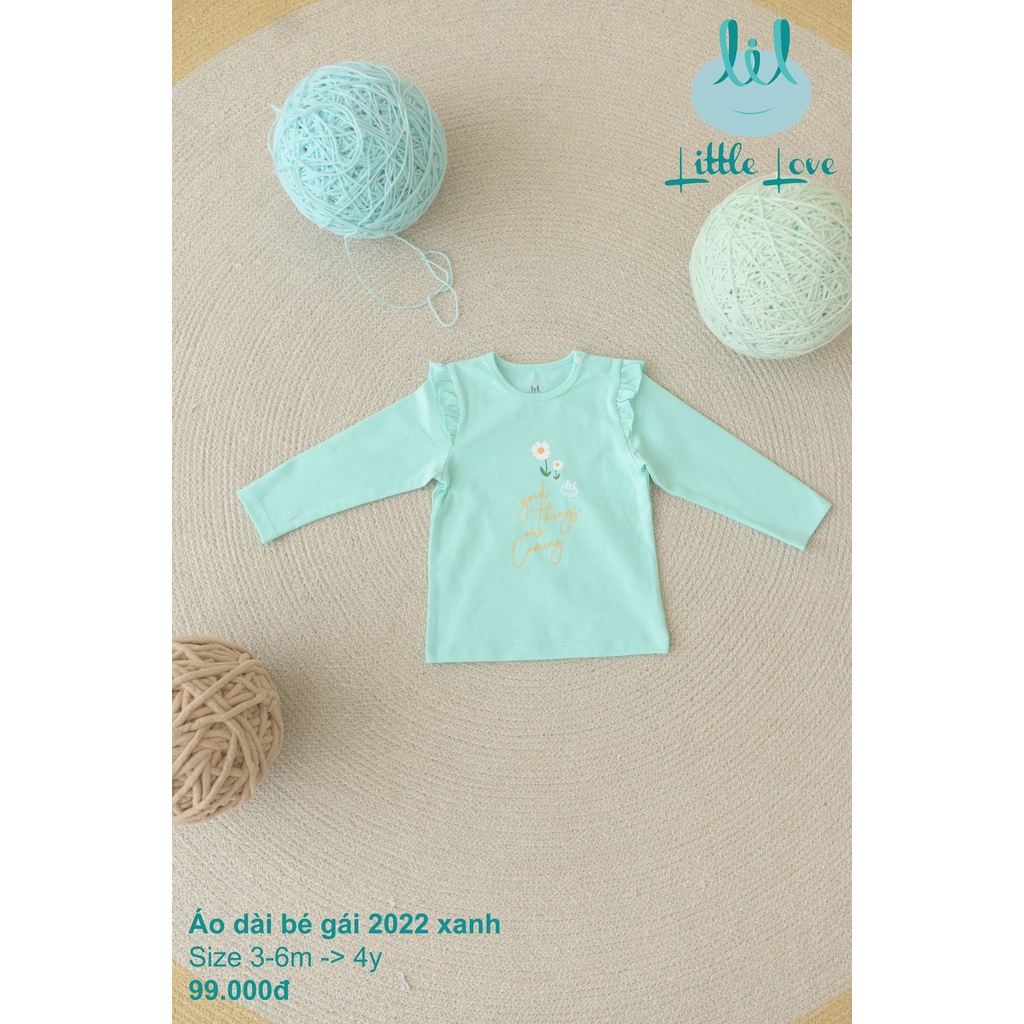 [Mã BMTTC60K giảm đến 60K đơn 50K] Áo dài tay cotton in hình tay bèo cho bé gái từ 3m đến 4y little love (LA08)