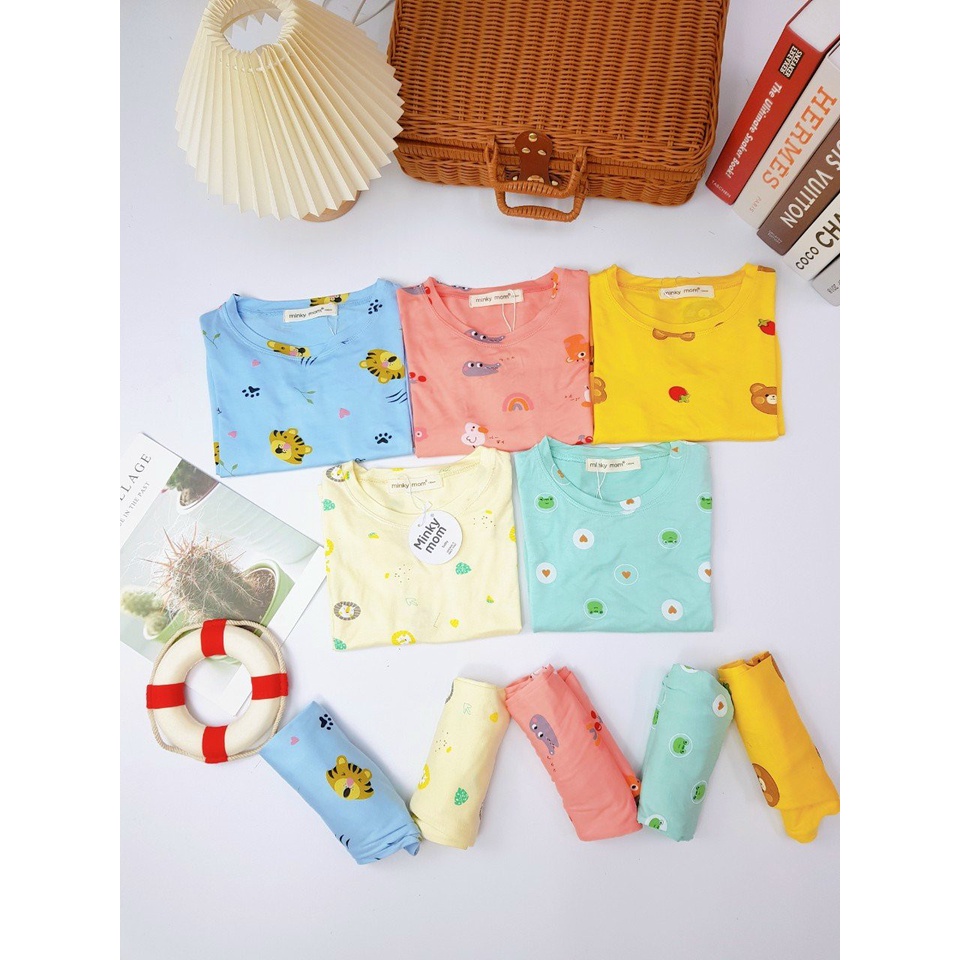 [Bé 19-32kg] Bộ dài tay thun lạnh in hình Minky Mom mềm mịn mát cho bé trai bé gái từ 19-32kg - HÀNG LOẠI 1