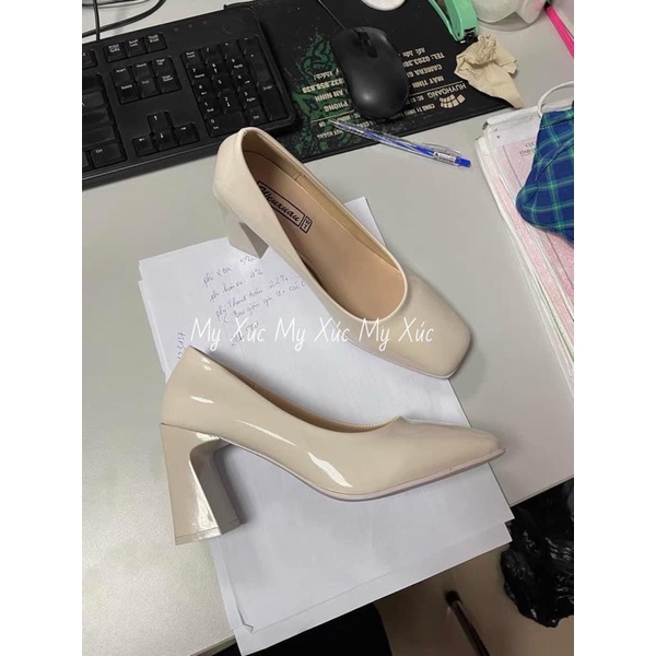 GIÀY TRẮNG GÓT VUÔNG TIỂU THƯ