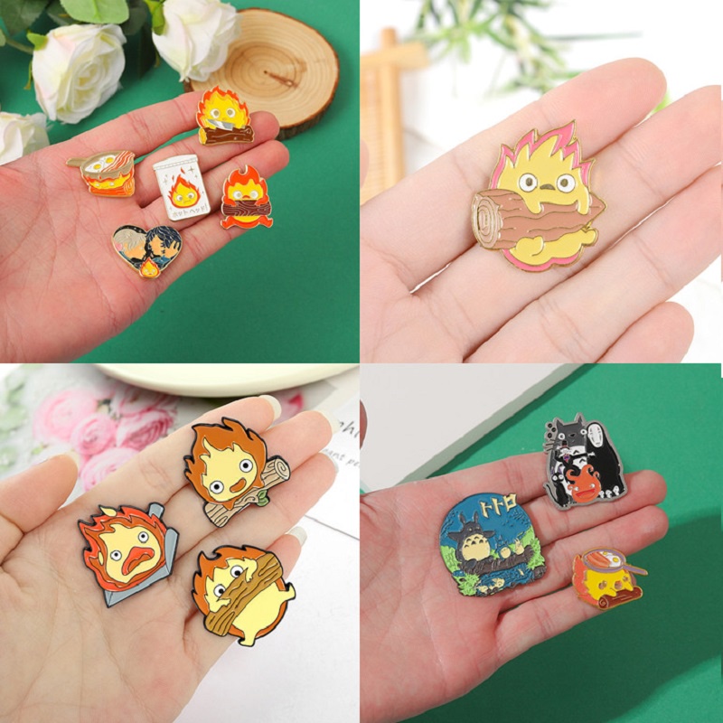 Ghim cài áo QIHE JEWELRY chủ đề anime Howl's Moving Castle/Totoro 12 kiểu tùy chọn