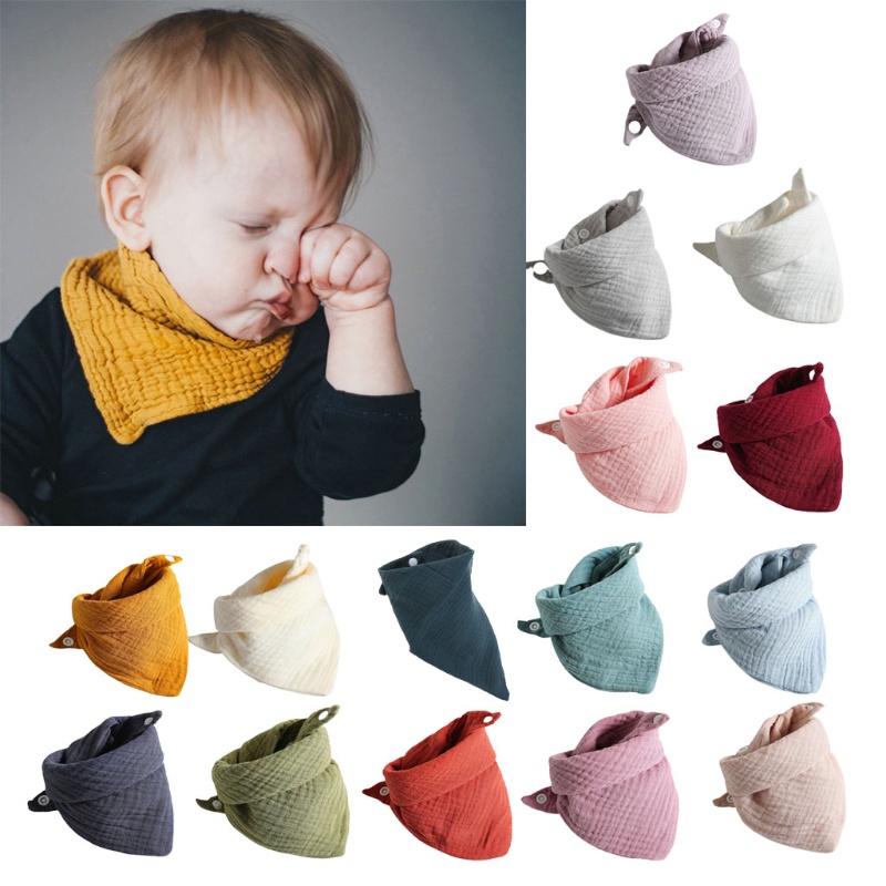 Yếm ăn hai lớp bằng vải cotton màu sắc dễ thương thích hợp cho bé