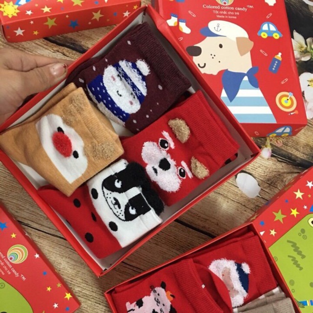 Combo hộp tất Noel và Set 10 đôi tất cho bé