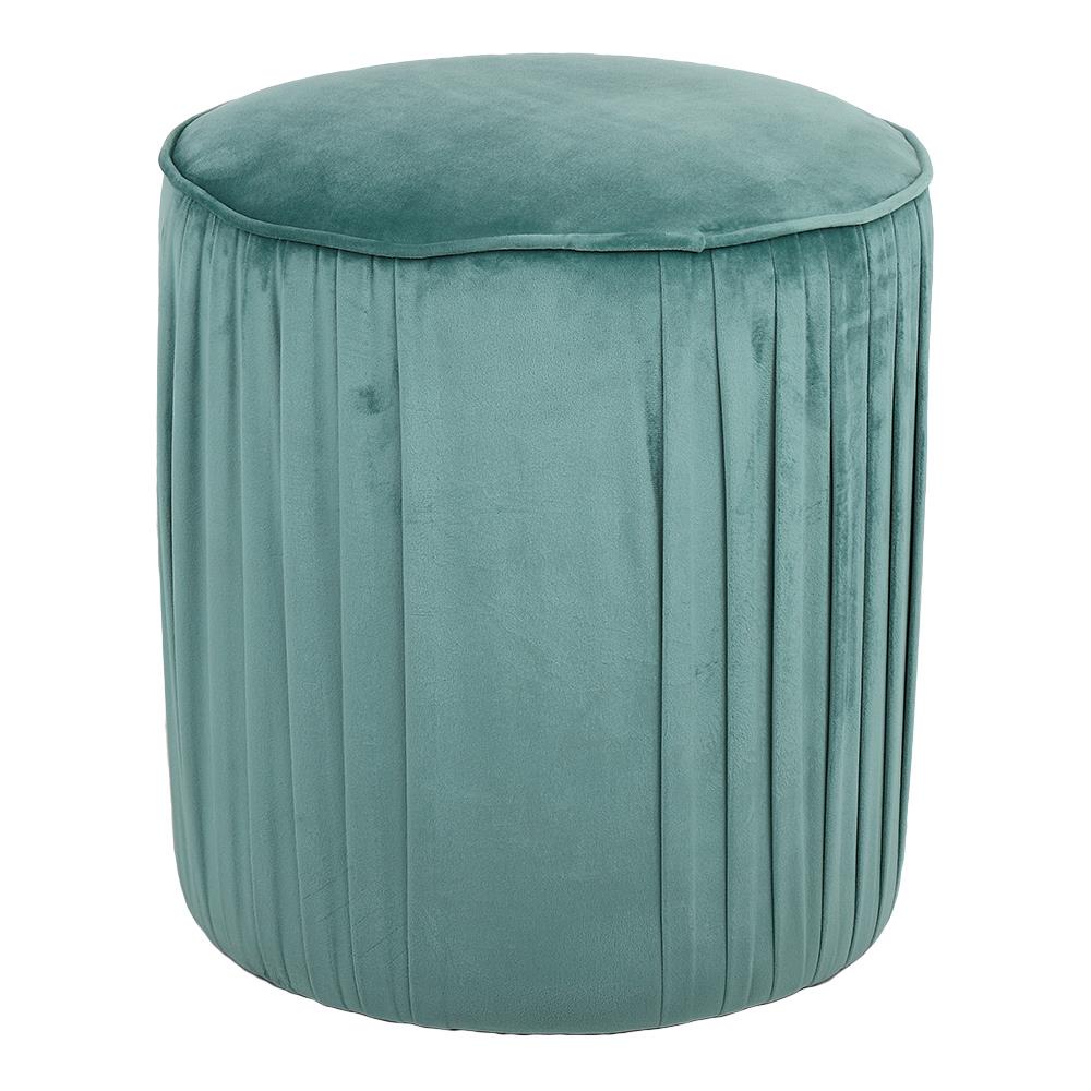 HomeBase FURDINI Ghế đôn tròn bằng gỗ bọc vải cao cấp có đệm lót mousse W38xH38xD40cm màu xanh lá