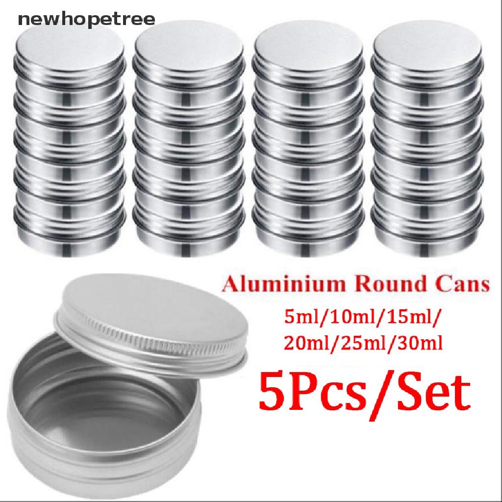 Bộ 5 Hộp Tròn Mini Bằng Nhôm Thiếc Đựng Ốc Vít Tiện Dụng