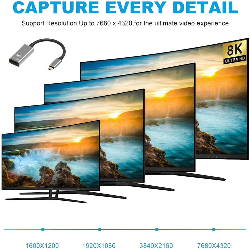 Cáp Chuyển Đổi Cổng Usb Type C Sang Cổng Displayport 8k 144hz Cho Máy Tính / Tv / Pc