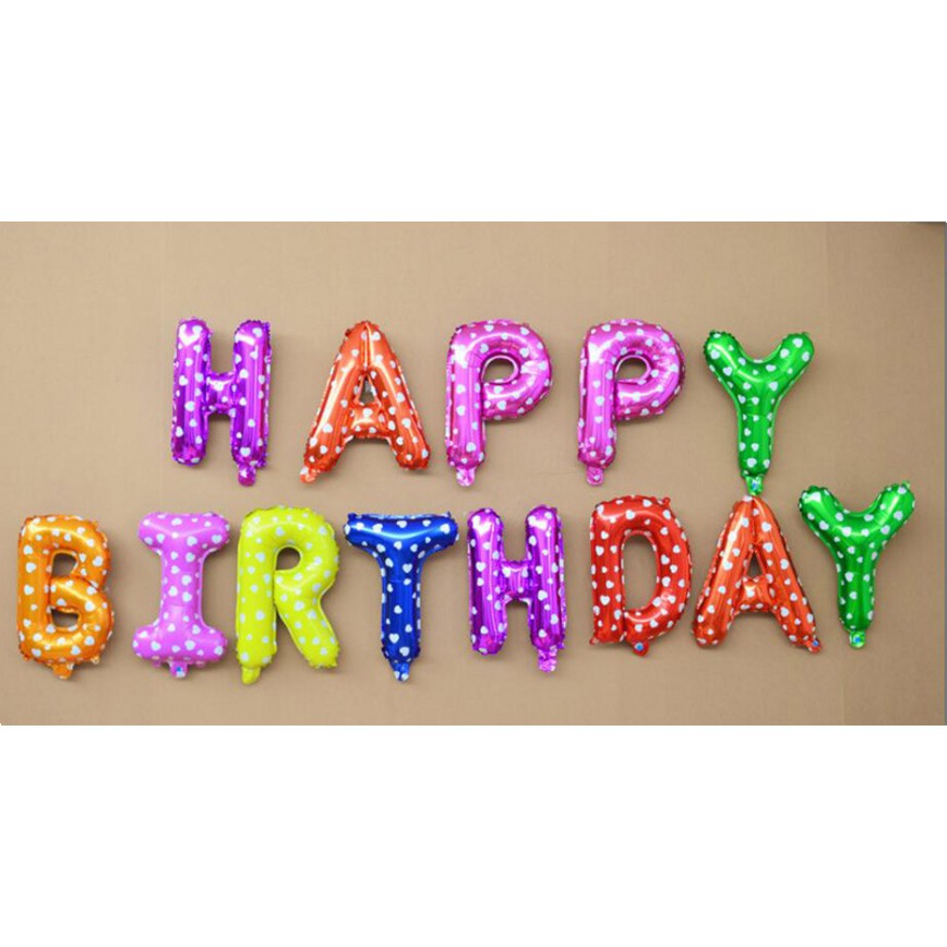 Set bóng tráng nhôm Happy Birthday cao 40cm trang trí tiệc sinh nhật