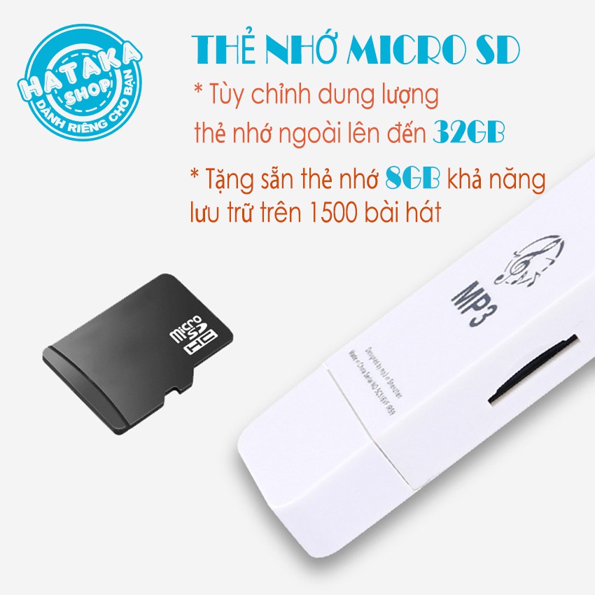 Máy nghe nhạc usb H1 tặng thẻ nhớ 8GB có loa ngoài, full phụ kiện