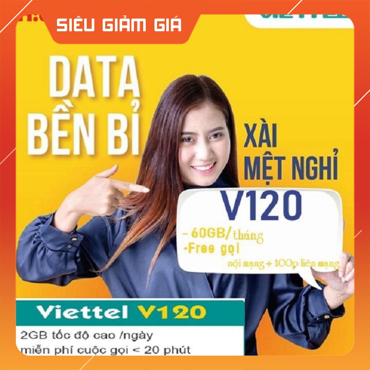 Sim 4G Viettel V120 Miễn Phí Tháng Đầu 60GB - SIM Data siêu tốc