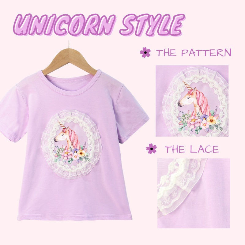 Áo Thun Trẻ Em Thời Trang Đầy Màu Sắc 2021 Mew Ren Unicorn Ins 100% Cotton Mềm Mại