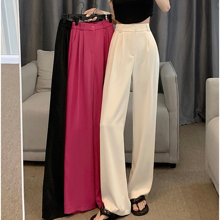 Quần Dài Lưng Cao Ống Rộng Thiết Kế Mới Thời Trang Mùa Hè Dành Cho Nữ