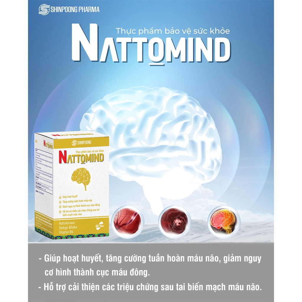 Viên Uống SHINPOONG NATTOMIND Giảm Nguy Cơ Hình Thành Cục Máu Đông 60 Viên