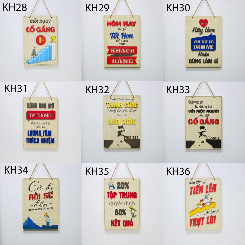 Combo 3 bảng gỗ decor CÂU NÓI TRUYỀN ĐỘNG LỰC trang trí phòng làm việc siêu dễ thương