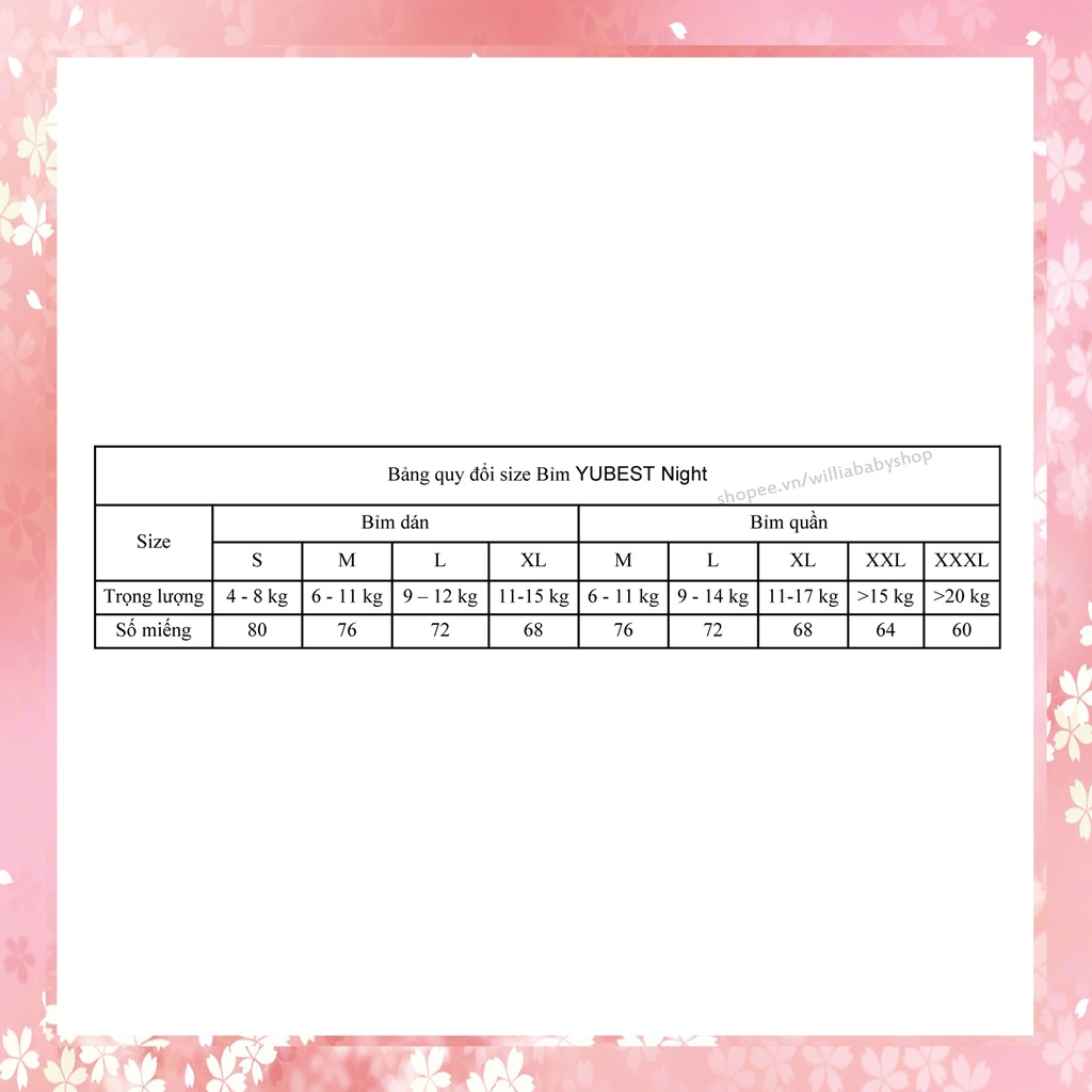 Tã Bỉm quần/dán YUBEST NIGHT nội địa Trung S76-80 /M76-76 /L72 /XL68 /XXL64 /XXXL60 Nâng Cấp Thấm Hút 30%