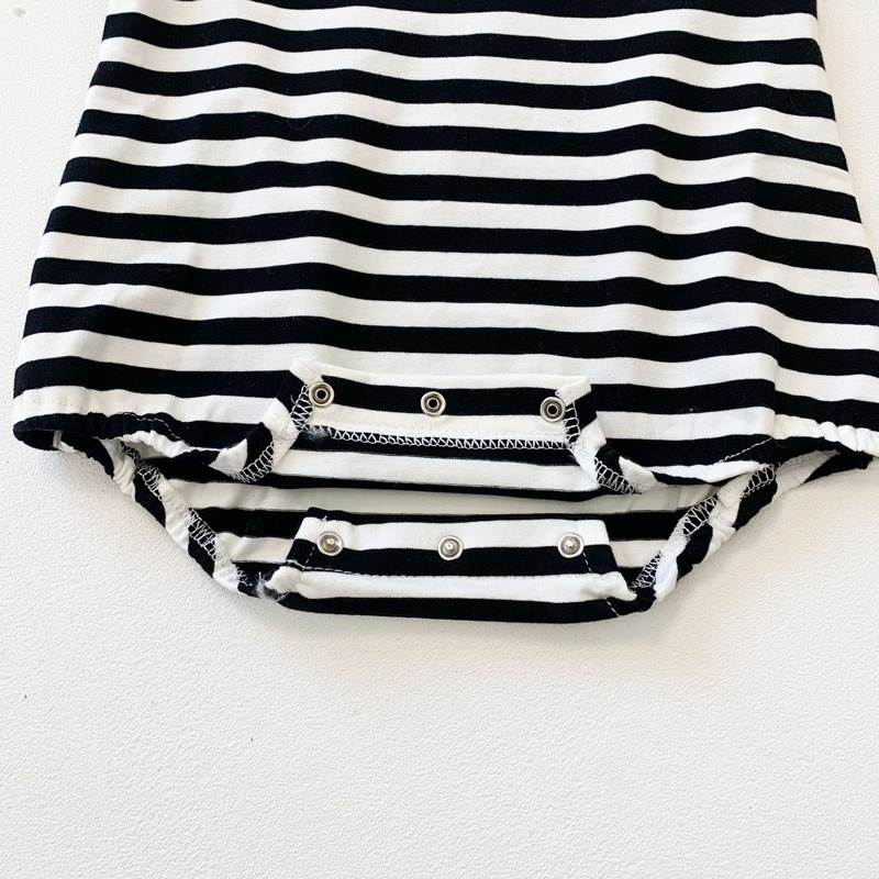 Bộ Áo Liền Quần Ngắn Tay Họa Tiết Kẻ Sọc Thời Trang Mùa Hè Cho Trẻ Sơ Sinh