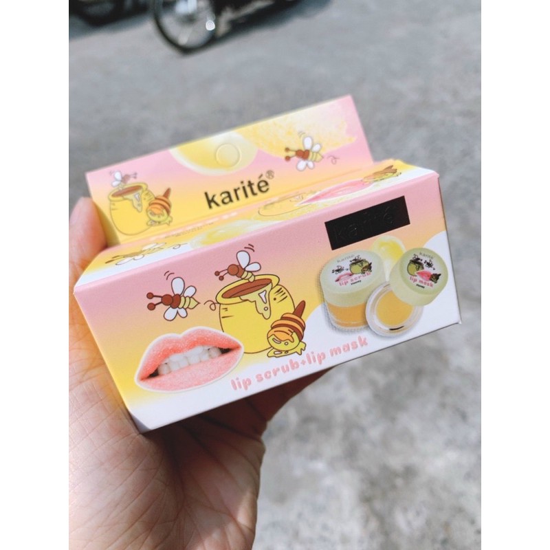 Set Karite tẩy tế bào chết + dưỡng môi tinh chất mật ong
