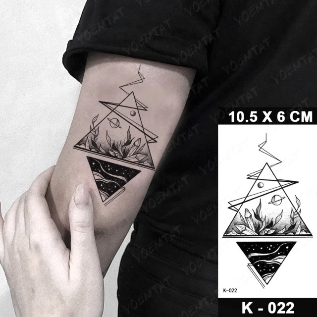 Hình xăm tam giác vũ trụ k022- miếng dán tatoo tạm thời size &lt;10x6cm