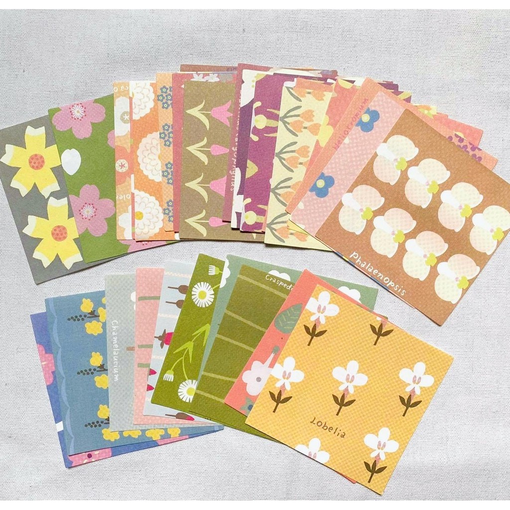 Set 30 Giấy Nền in Hình Pattern Hoa kiểu Hàn Quốc - Giấy Trang Trí Sổ Tay Bullet Journal