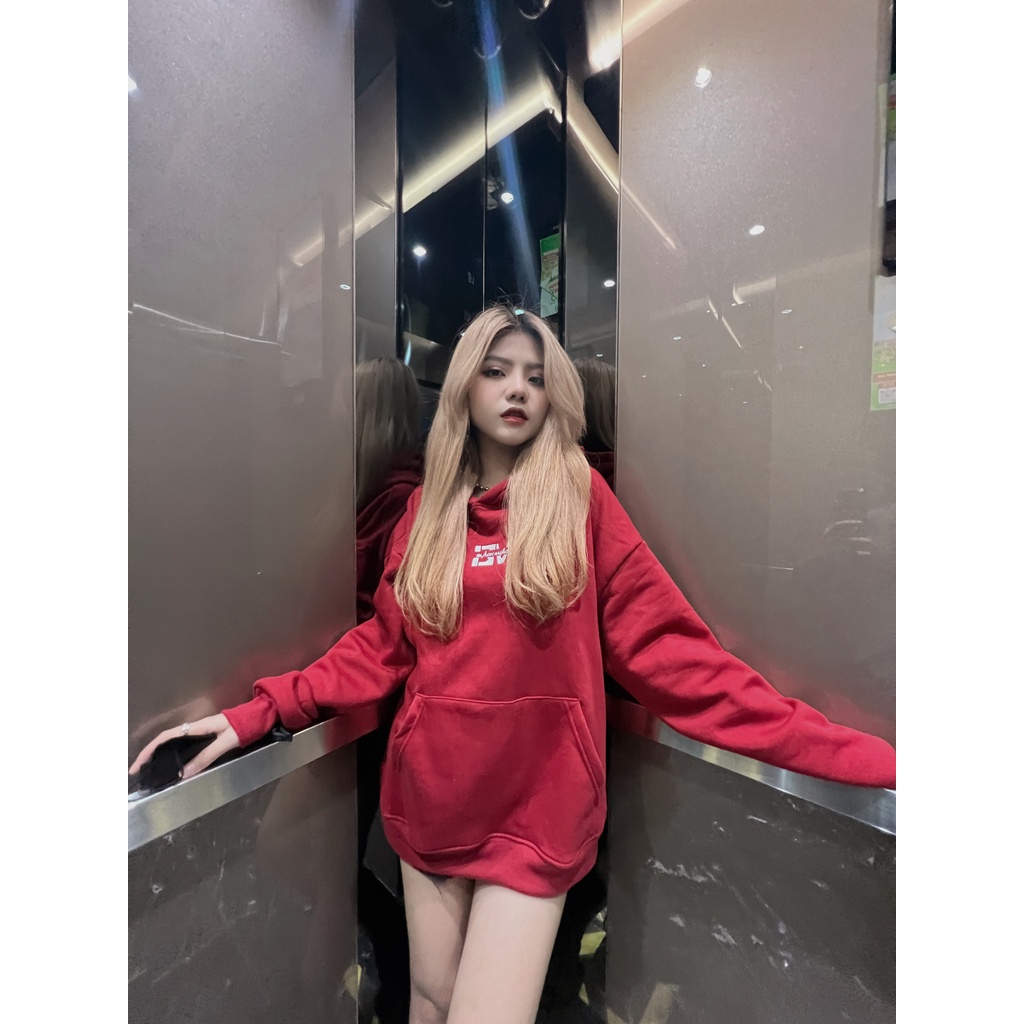 Áo Khoác HOODIE nam nữ Nỉ Bông màu Đỏ BLACK MIACK Jacket HM1