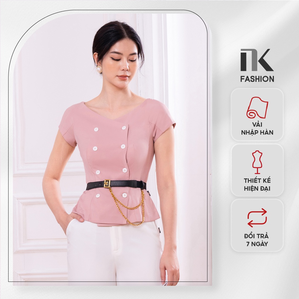 Áo Sơ Mi Nữ NK Fashion Thiết Kế Giao Cúc Vai Chờm Hiện Đại, Chất Liệu Nhập Hàn Cao Cấp NKSM2203002