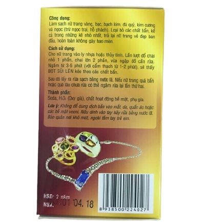 Nước Rửa Nữ Trang, Làm Sạch Và Làm Sáng Các Loại Trang Sức Vàng Bạc Fizzing 70ml