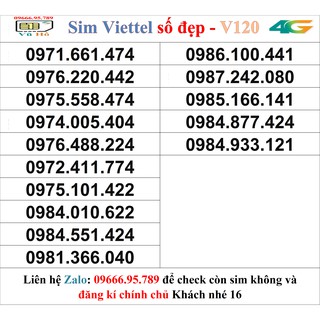 Sim Viettel V120 đầu 09 số đẹp giá rẻ 16