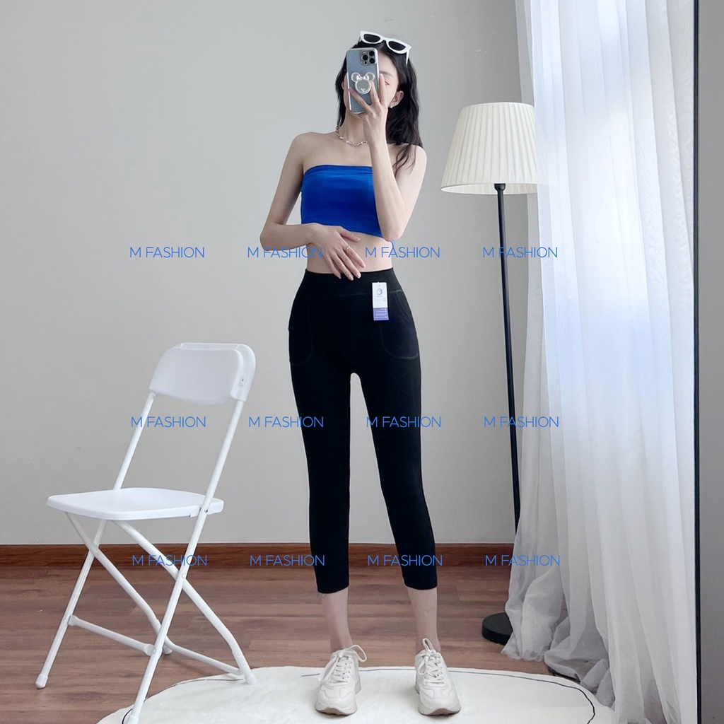 Quần legging ngố nữ lưng cao dày dặn cao cấp nâng mông tôn dáng mặc nhà tập gym M Fashion LG03