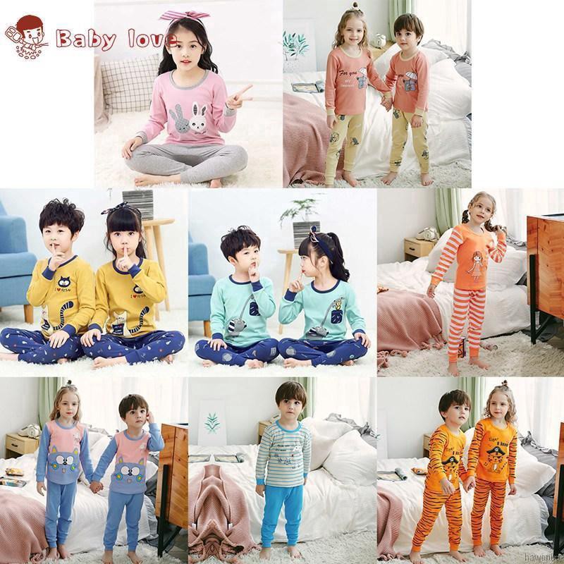 Bộ Đồ Ngủ Pijama Dài Tay In Họa Tiết Hoạt Hình Cho Bé