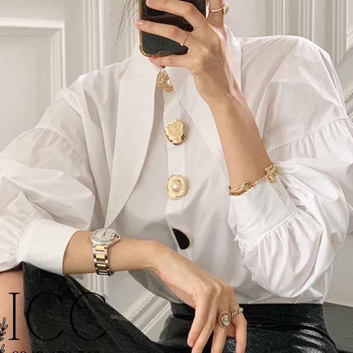 [ORDER] Áo sơ mi công sở sang trọng thanh lịch hàng nút cách điệu tay phồng MORAN AO014
