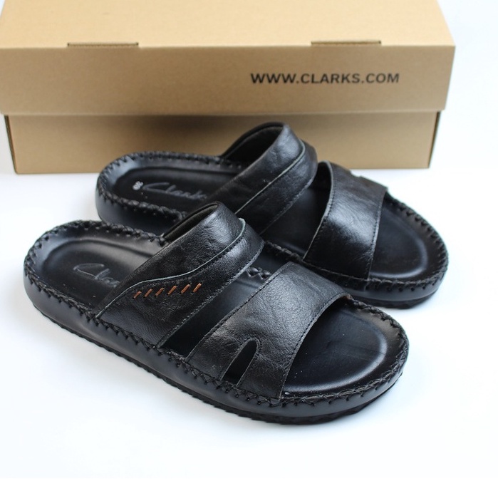 Dép CLarks Quai Ngang Nam Da Bò Thật .Dép 2 Quai