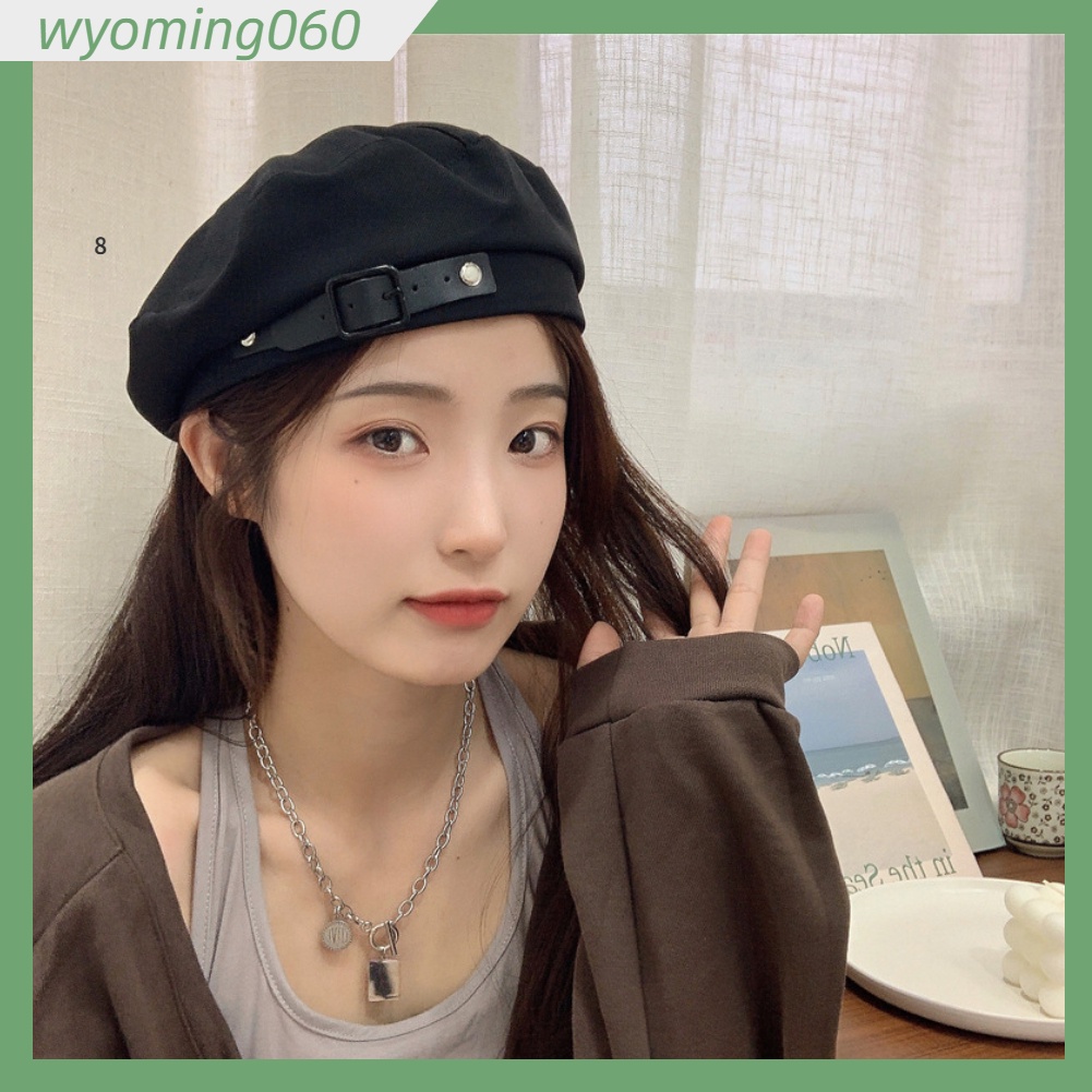 Nhật Bản đơn giản màu mũ beret nữ mùa thu giảm tuổi đại học gió tin tức cậu bé Mũ họa sĩ Hàn Quốc Mũ beret