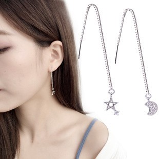 Khuyên tai trăng sao trang sức phụ kiện nam nữ phong cách bông tai Hàn Quốc dễ thương bông tai Unisex titan không gỉ