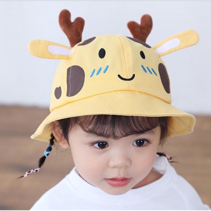 Mũ chống nắng hoạ tiết chú hươu mẫu mới đáng yêu cho bé từ 0-2 tuổi