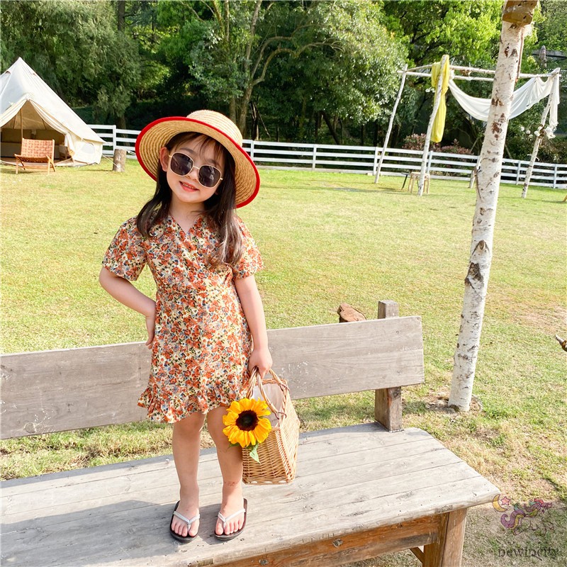 Đầm in hoa phong cách Hàn Quốc dành cho bé gái