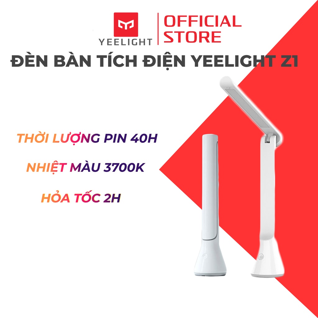 Đèn bàn tích điện Yeelight Z1 dung lượng pin lên đến 1800mah, phù hợp văn phòng, bàn làm việc - Hàng chính hãng