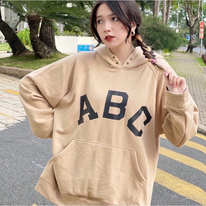 Áo nỉ hoodie ABC nam nữ unisex  Sweater nỉ bông form rộng ulzzang tay phồng phong cách Hàn Quốc Freeship  Sale