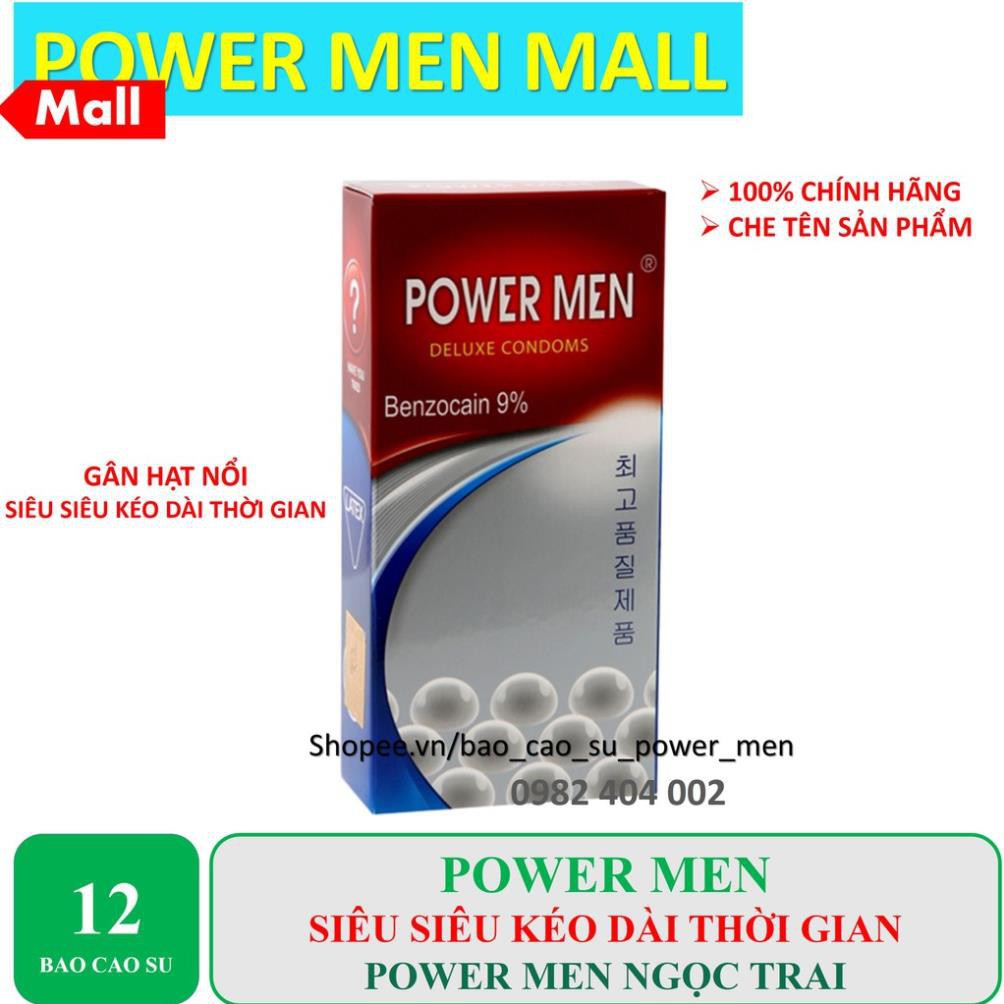 [BAO CAO SU POWERMEN] Bao cao su gân gai nổi siêu kéo dài thời gian POWER MEN NGỌC TRAI hộp 12 cái